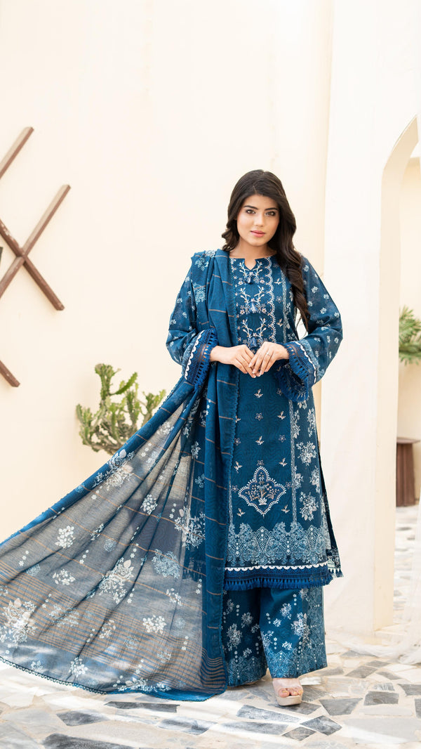 MAHAY - New Un-Stitched  3 Pcs Premium Chiken-Kari Embroidered Digital Printed Lawn Collection