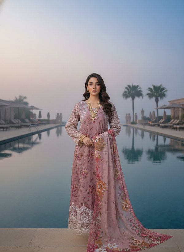 ORLINA - Hand-Embellished PP Staple Frock (Dusty Mauve Rose)