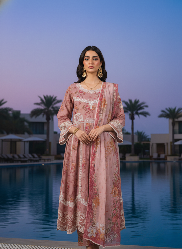 ORLINA - Hand-Embellished PP Staple Frock (Dusty Rosewood)