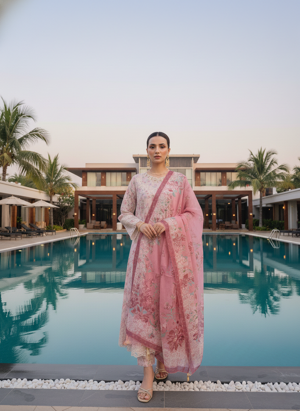 ORLINA - Hand-Embellished PP Staple Frock (Vintage Rose Pink)