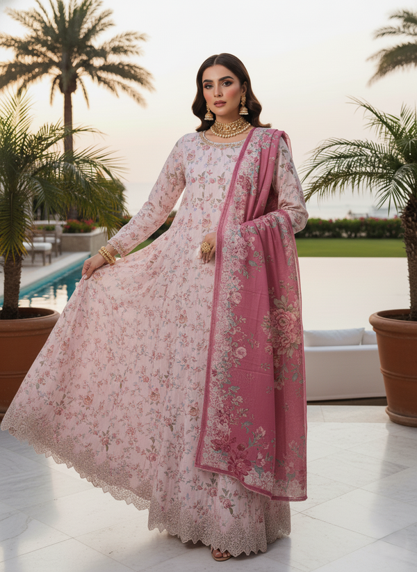 ORLINA - Hand-Embellished PP Staple Frock (Blush Floral Pink)