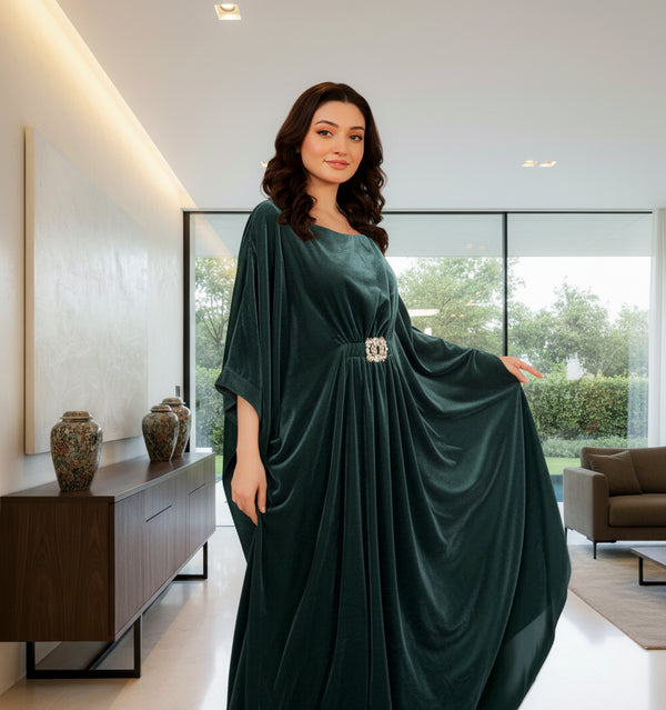 VELORIA - Velvet Kaftan (Forest Jewel)