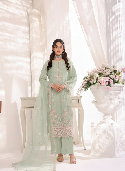BATUL - Embroidered Chiffon (Mint Pistachio)