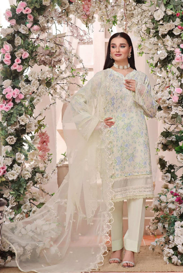 Stitched Fancy Embroidered Chikankari Lawn