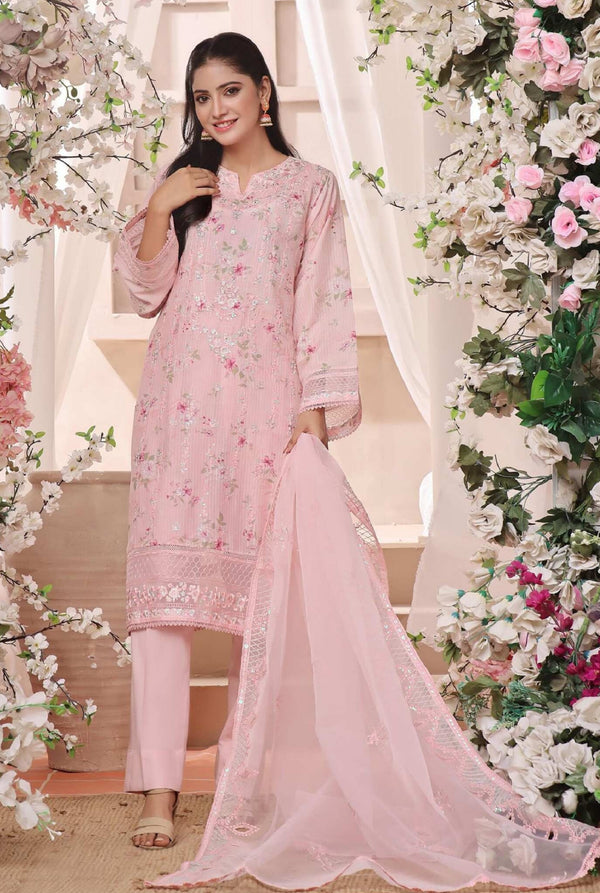 Stitched Fancy Embroidered Chikankari Lawn