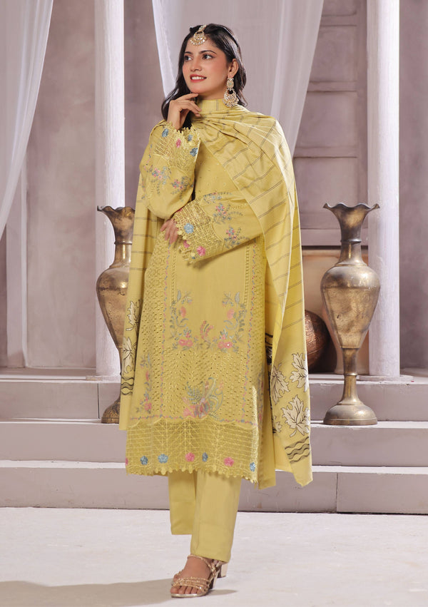Semi Stitched 3 Pcs Embroidered Viscose Zari Collection