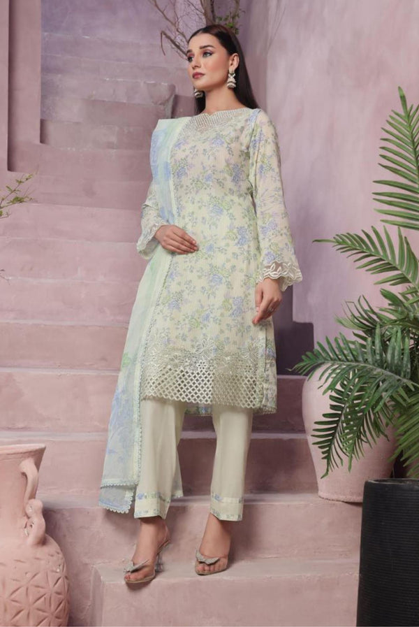 Stitched Fancy Embroidered Chikankari Lawn