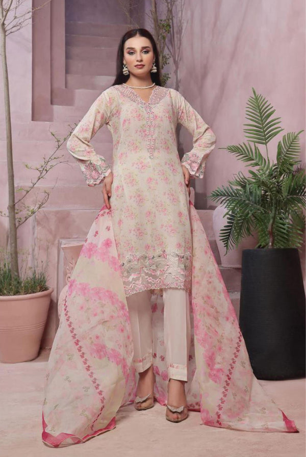 Stitched Fancy Embroidered Chikankari Lawn