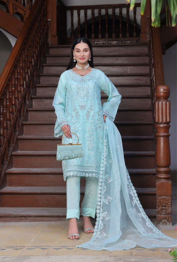 Stitched 3 Piece Embroidered Luxury Organza Collection