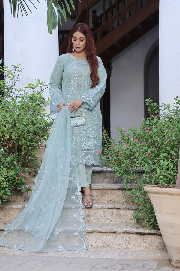 Stitched 3 Piece Embroidered Luxury Organza Collection