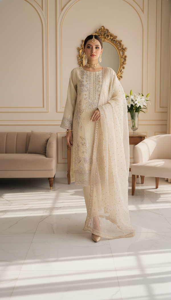 BURBERRY - Organza Ayudia Slub (Ivory Gleam)