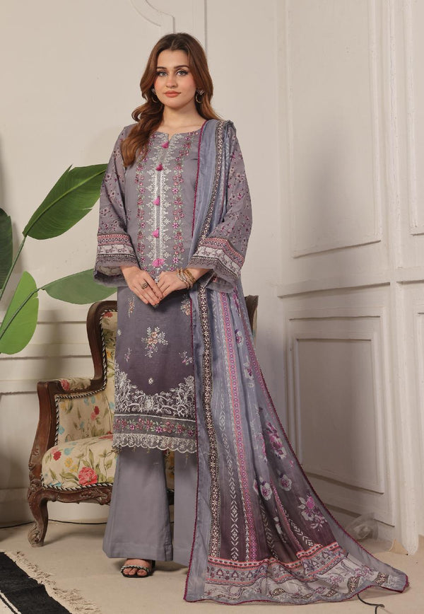 Launching New Un-Stitched  3 Pcs Premium Chiken-Kari Embroidered Digital Printed Bana Dora Lawn Collection