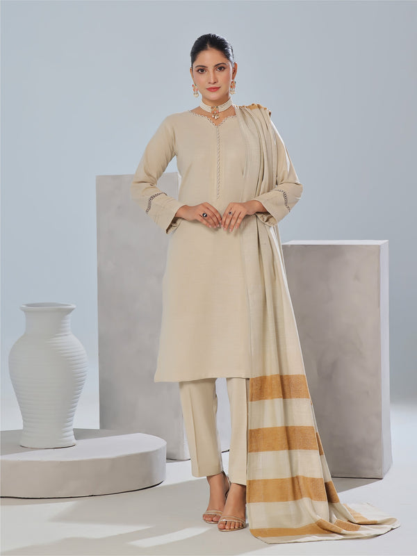 Un Stitched 3 Pcs Luxury Leather Peach Collection